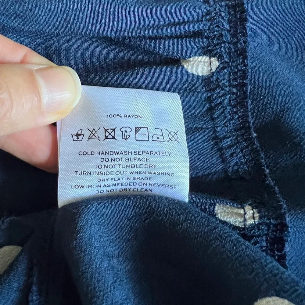 Faithfull the Brand Navy Blue Vintage Fresa White Polka Dot Dress Size 4 - Picture 12 of 12